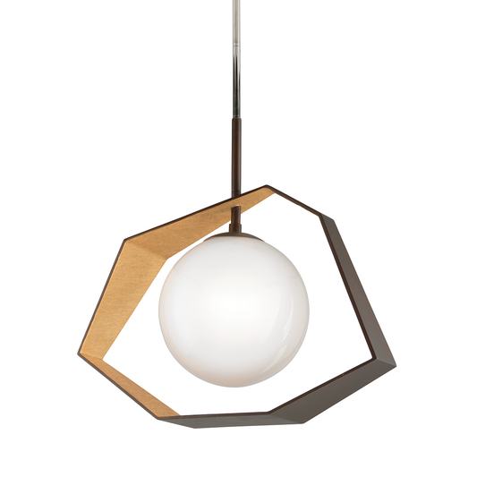 Origami Chandelier with BRONZE WITH GOLD LEAF Finish