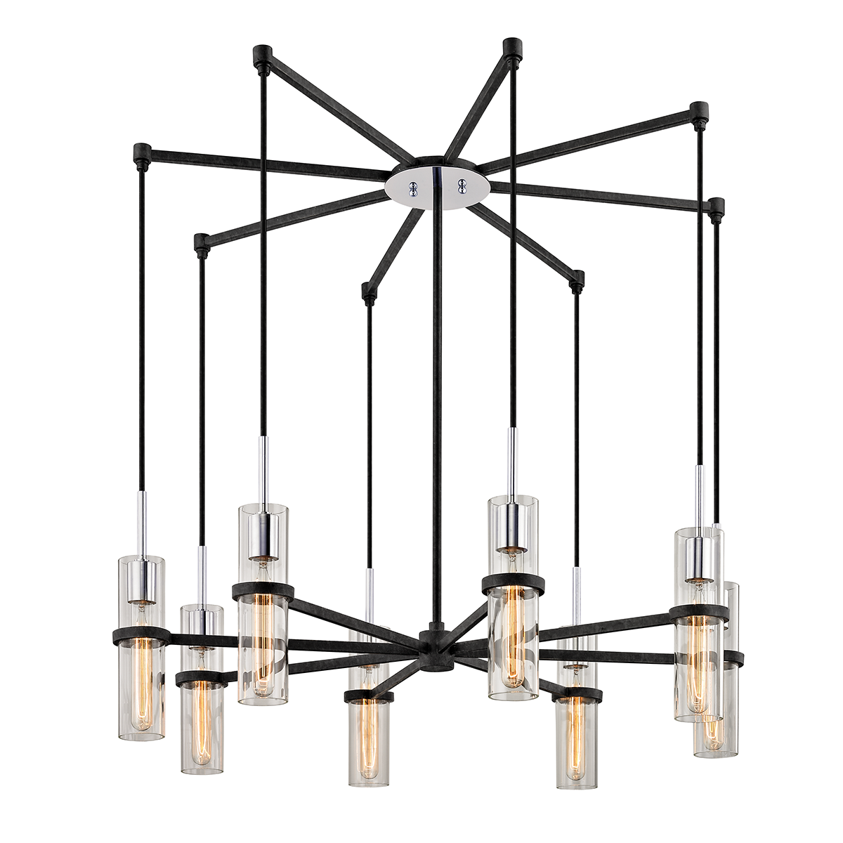 Xavier Chandelier with TEXTURED IRON/POLISHED CHROME Finish