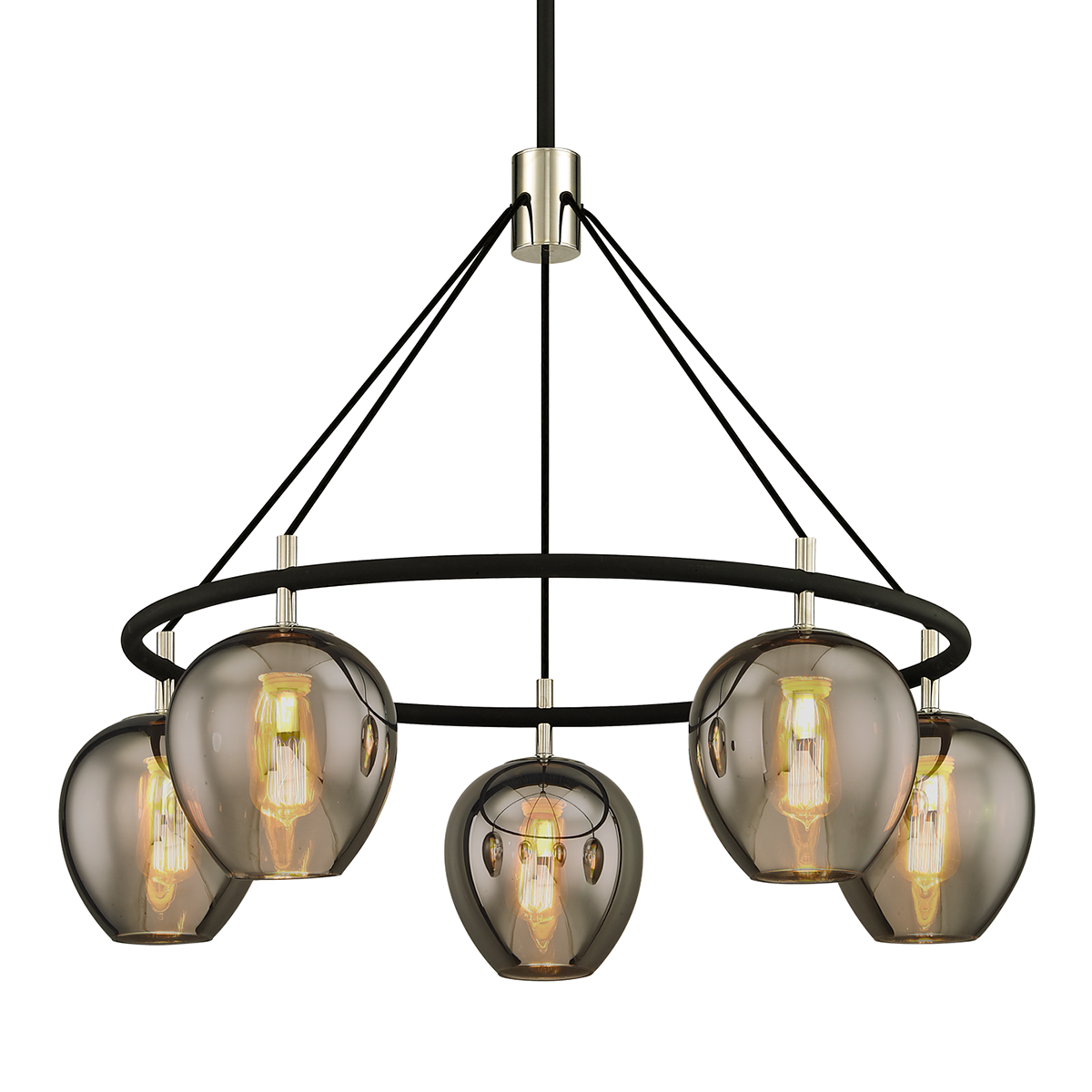 Iliad Chandelier with CARBIDE BLK & POL NICKEL Finish