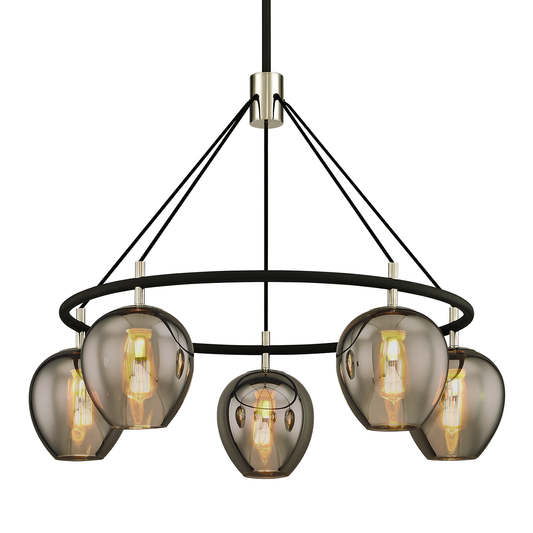 Iliad Chandelier with CARBIDE BLK & POL NICKEL Finish