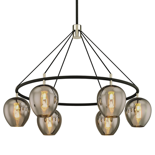 Iliad Chandelier with TEXTURED BLACK & POLISH NICKEL Finish