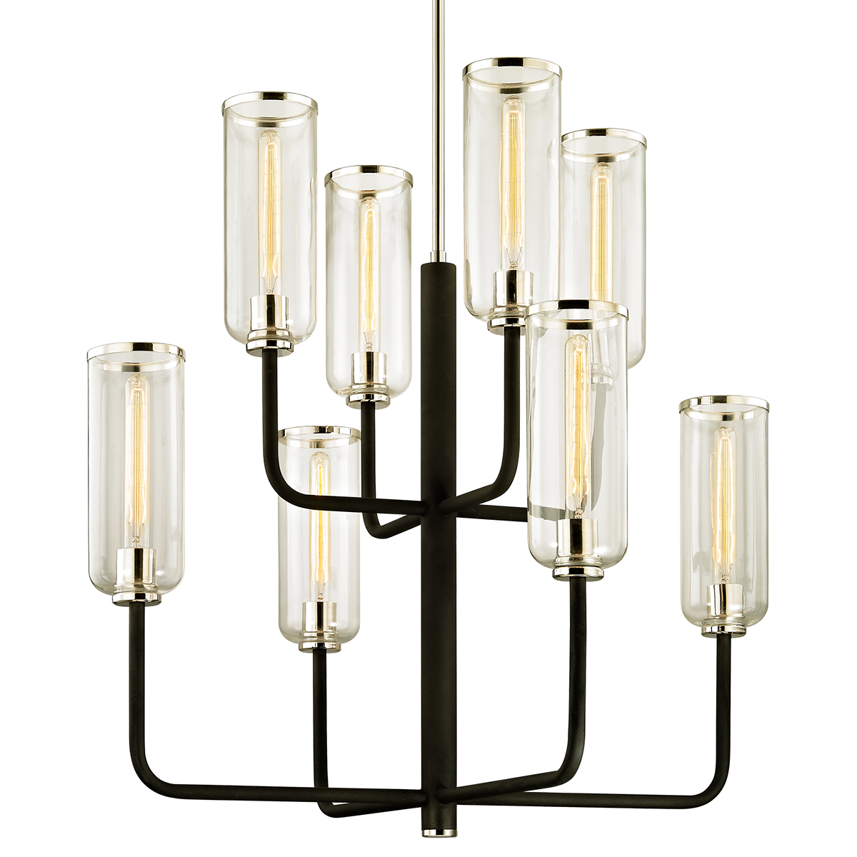 Aeon Chandelier with TEXTURED BLACK & POLISH NICKEL Finish