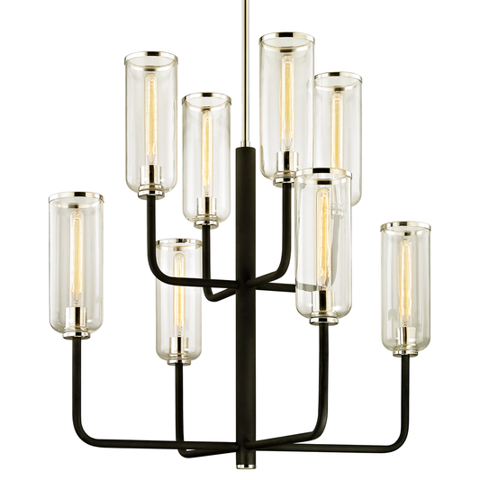 Aeon Chandelier with TEXTURED BLACK & POLISH NICKEL Finish