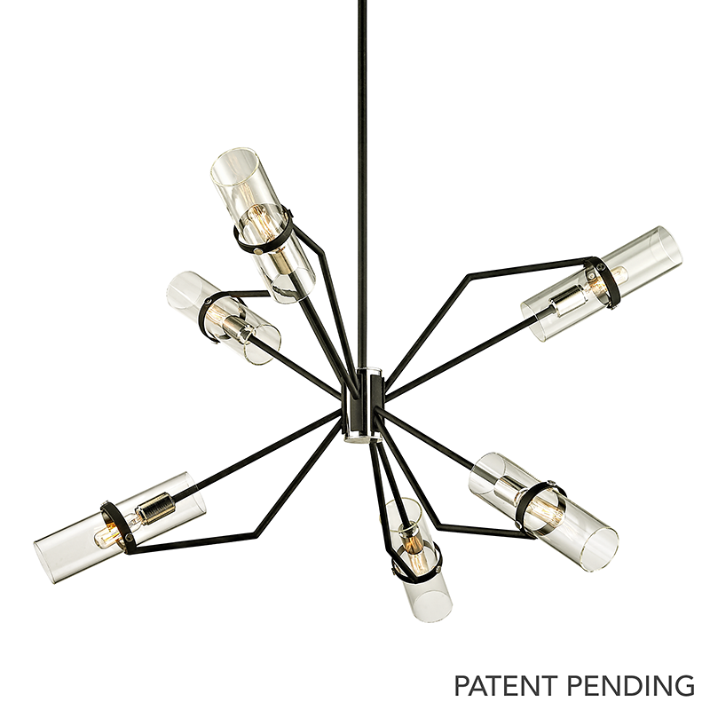 Raef Chandelier with TEXTURED BLACK & POLISH NICKEL Finish