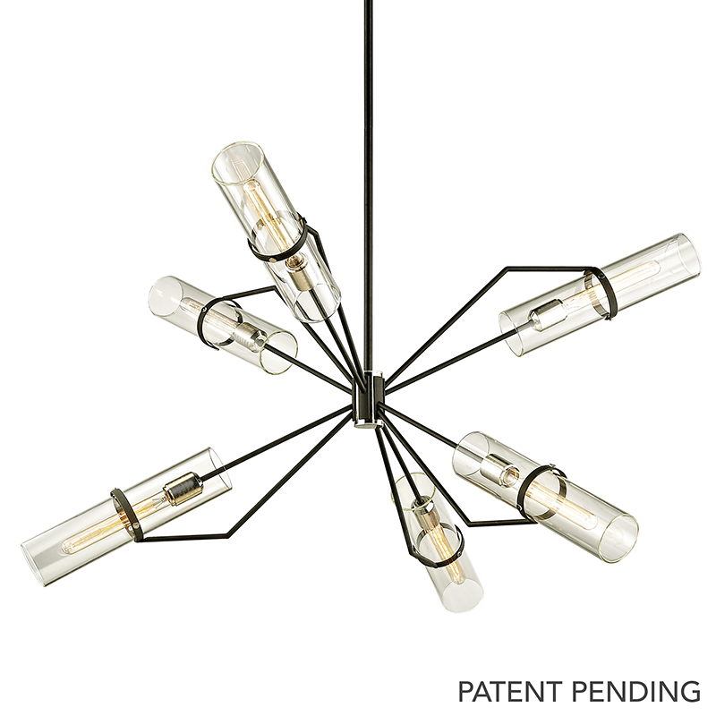 Raef Chandelier with TEXTURED BLACK & POLISH NICKEL Finish