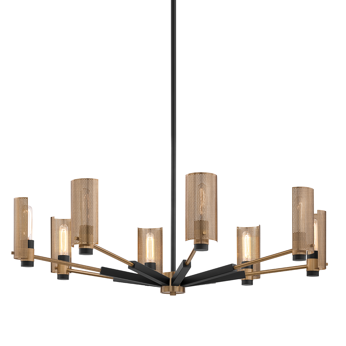 Pilsen Chandelier with SOFT OFF BLACK/PATINA BRASS Finish