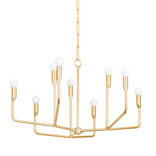 NORMAN Chandelier with VINTAGE GOLD LEAF Finish