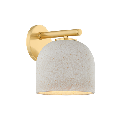 CARA Wall Sconce in AGED BRASS/CERAMIC CREAM PEBBLE Finish