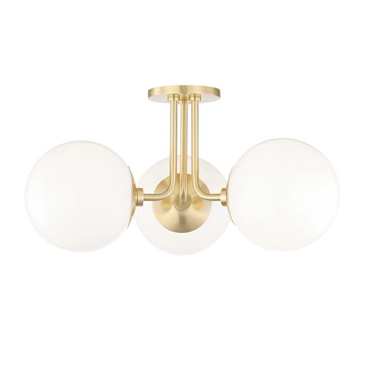 Stella Semi Flush in Aged Brass Finish