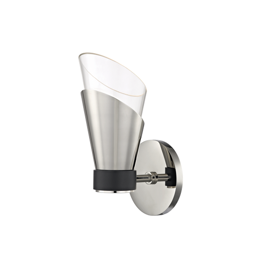 Angie Wall Sconce in Polished Nickel/black Finish