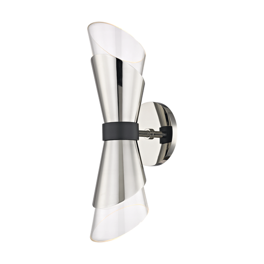 Angie Wall Sconce in Polished Nickel/black Finish