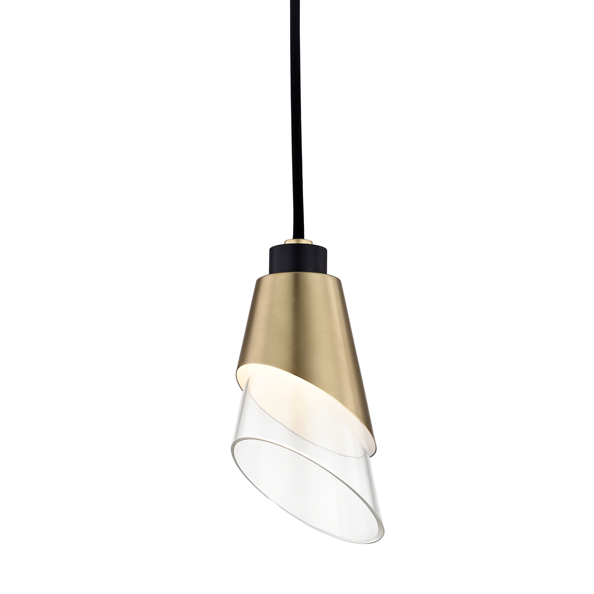 Angie Pendant in Aged Brass/black Finish