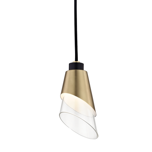 Angie Pendant in Aged Brass/black Finish