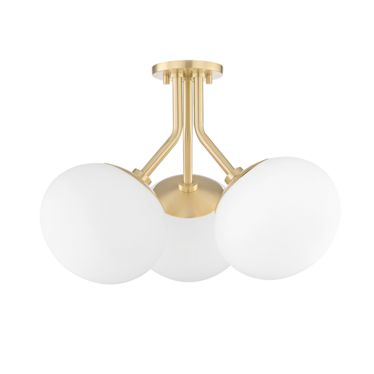 Estee Semi Flush in Aged Brass Finish