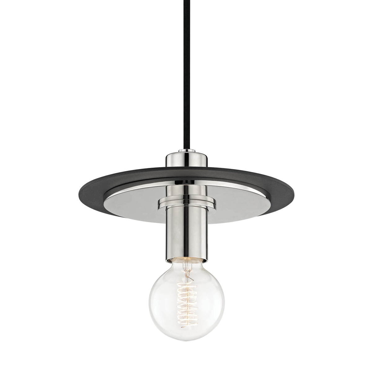 Milo Pendant in Polished Nickel/black Finish