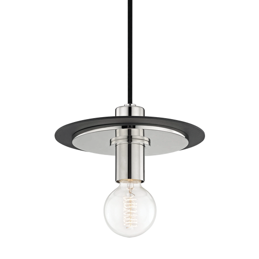 Milo Pendant in Polished Nickel/black Finish