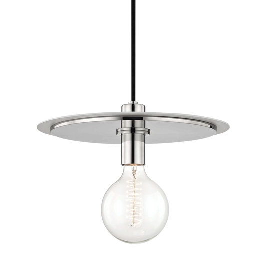 Milo Pendant in Polished Nickel/white Finish
