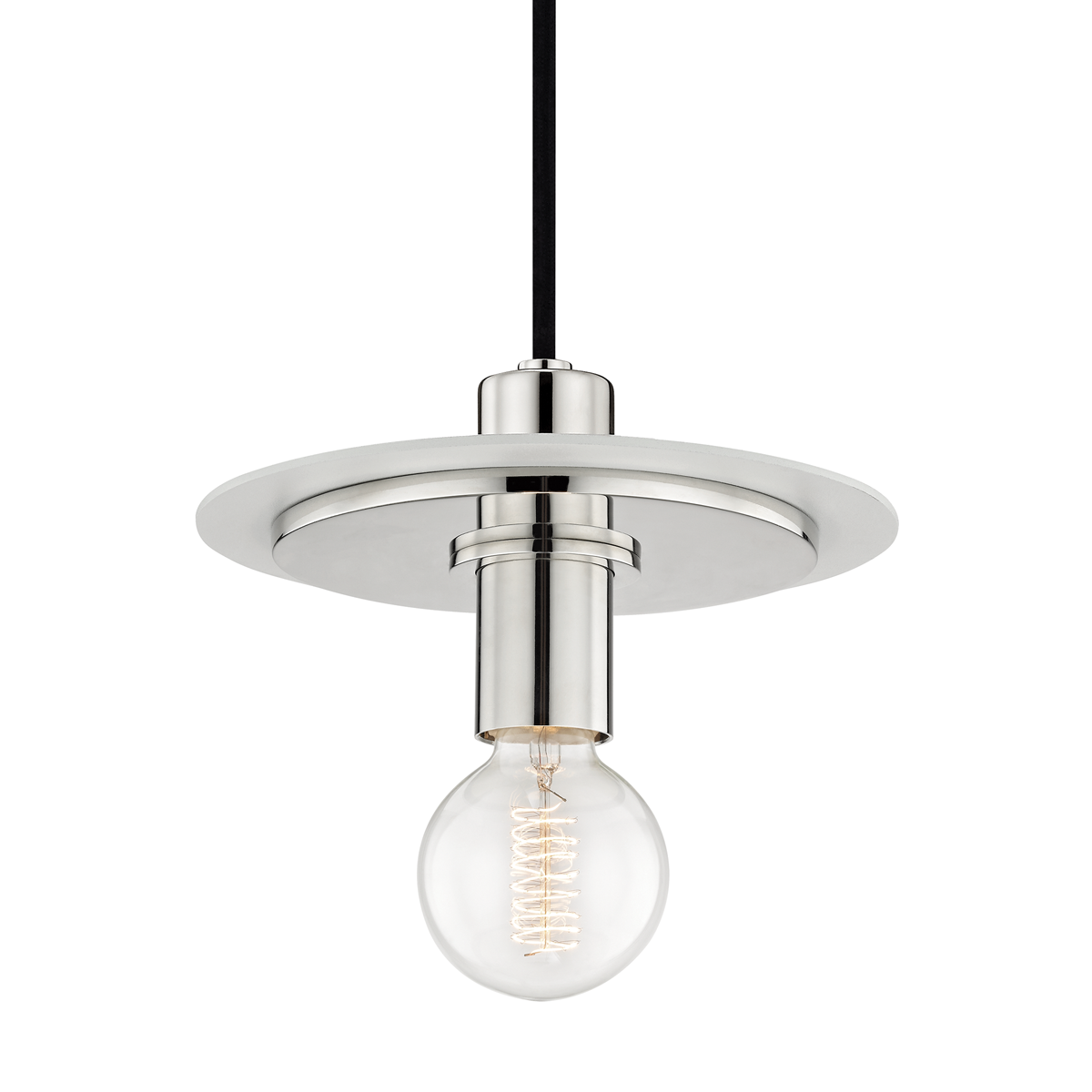 Milo Pendant in Polished Nickel/white Finish