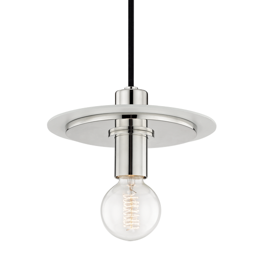 Milo Pendant in Polished Nickel/white Finish