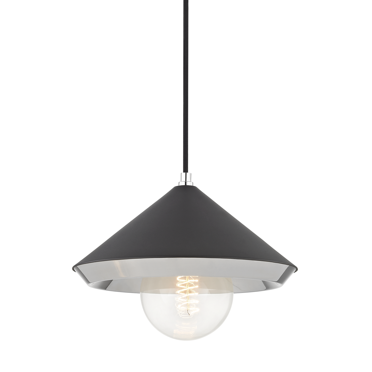 Marnie Pendant in Polished Nickel/black Finish