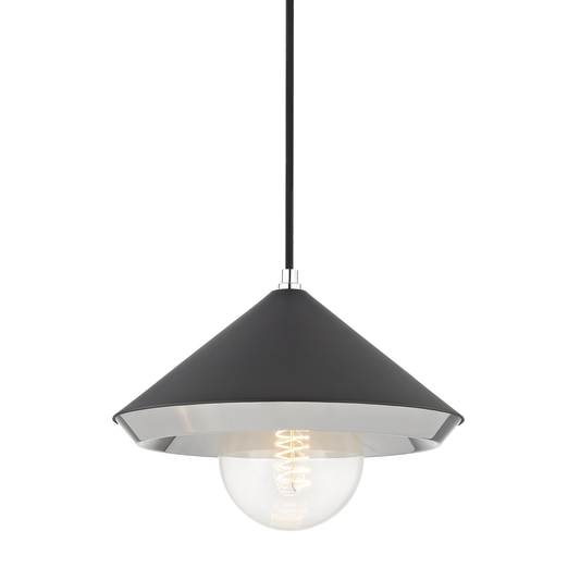 Marnie Pendant in Polished Nickel/black Finish