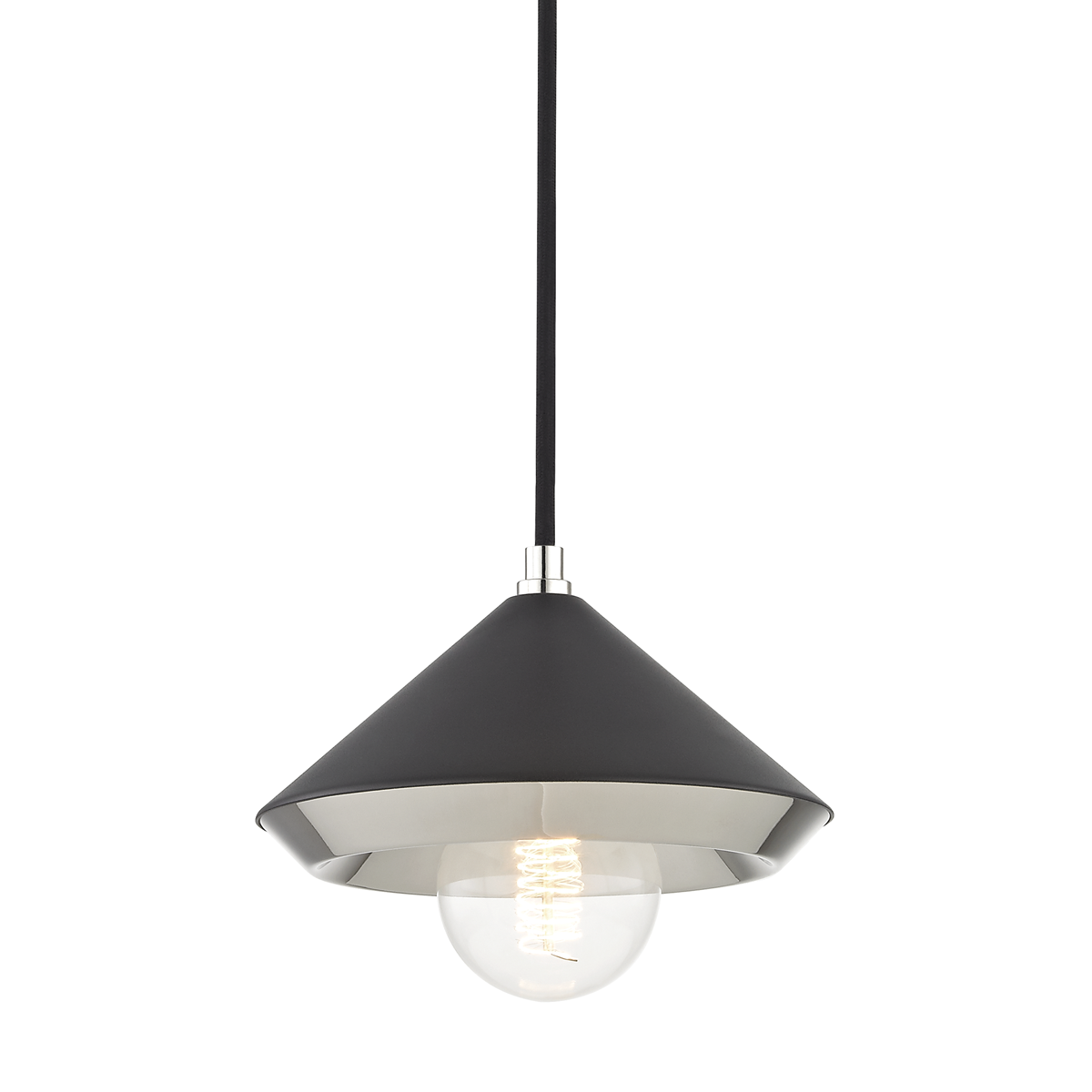 Marnie Pendant in Polished Nickel/black Finish