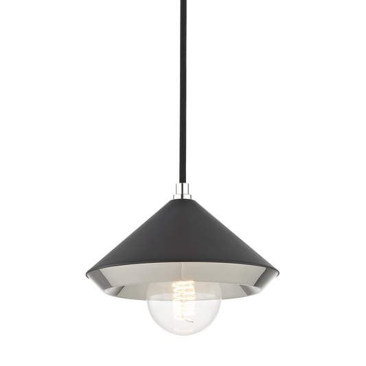 Marnie Pendant in Polished Nickel/black Finish