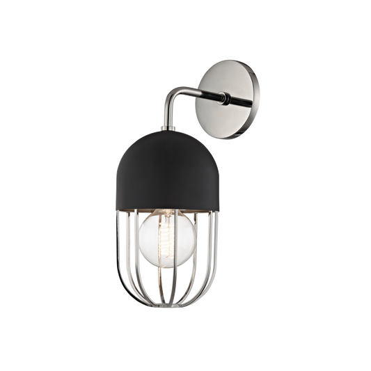 Haley Wall Sconce in Polished Nickel/black Finish