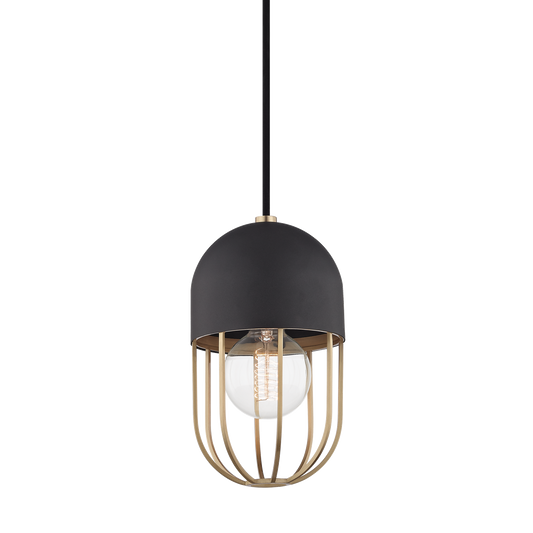 Haley Pendant in Aged Brass/black Finish