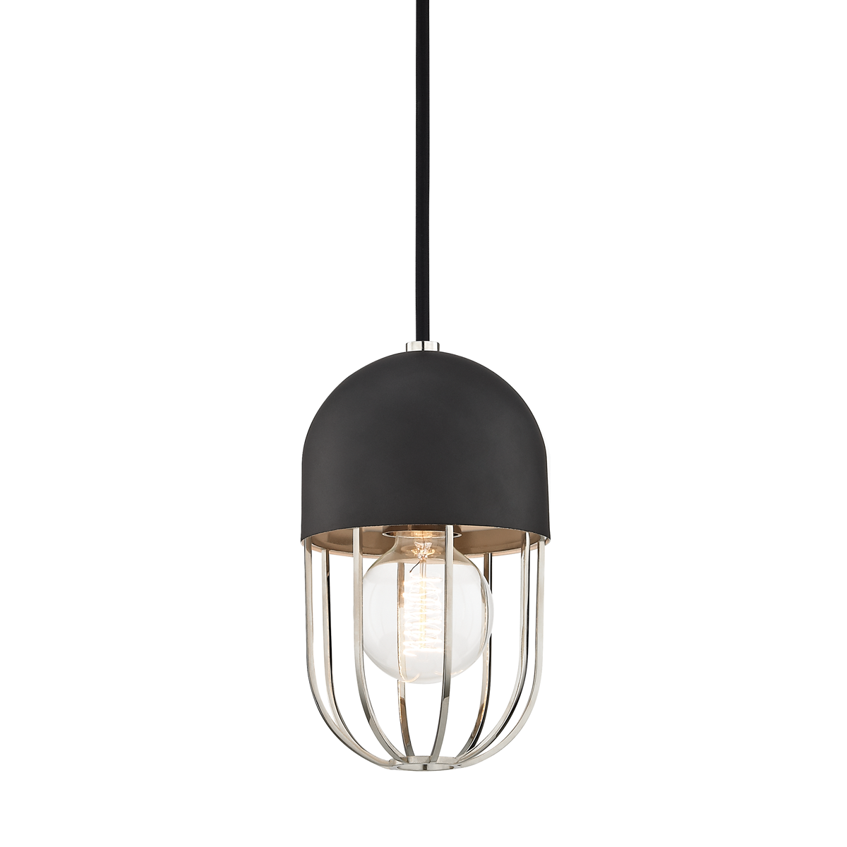 Haley Pendant in Polished Nickel/black Finish