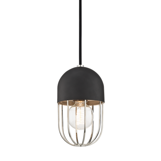 Haley Pendant in Polished Nickel/black Finish