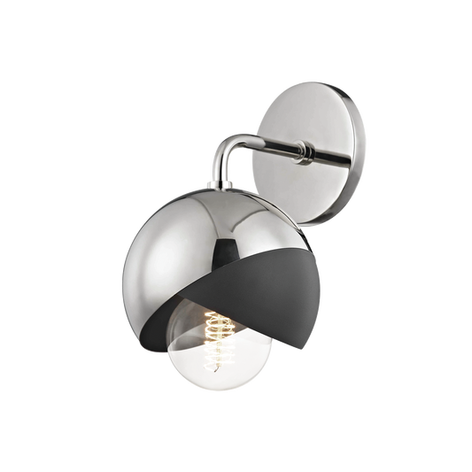 Emma Wall Sconce in Polished Nickel/black Finish