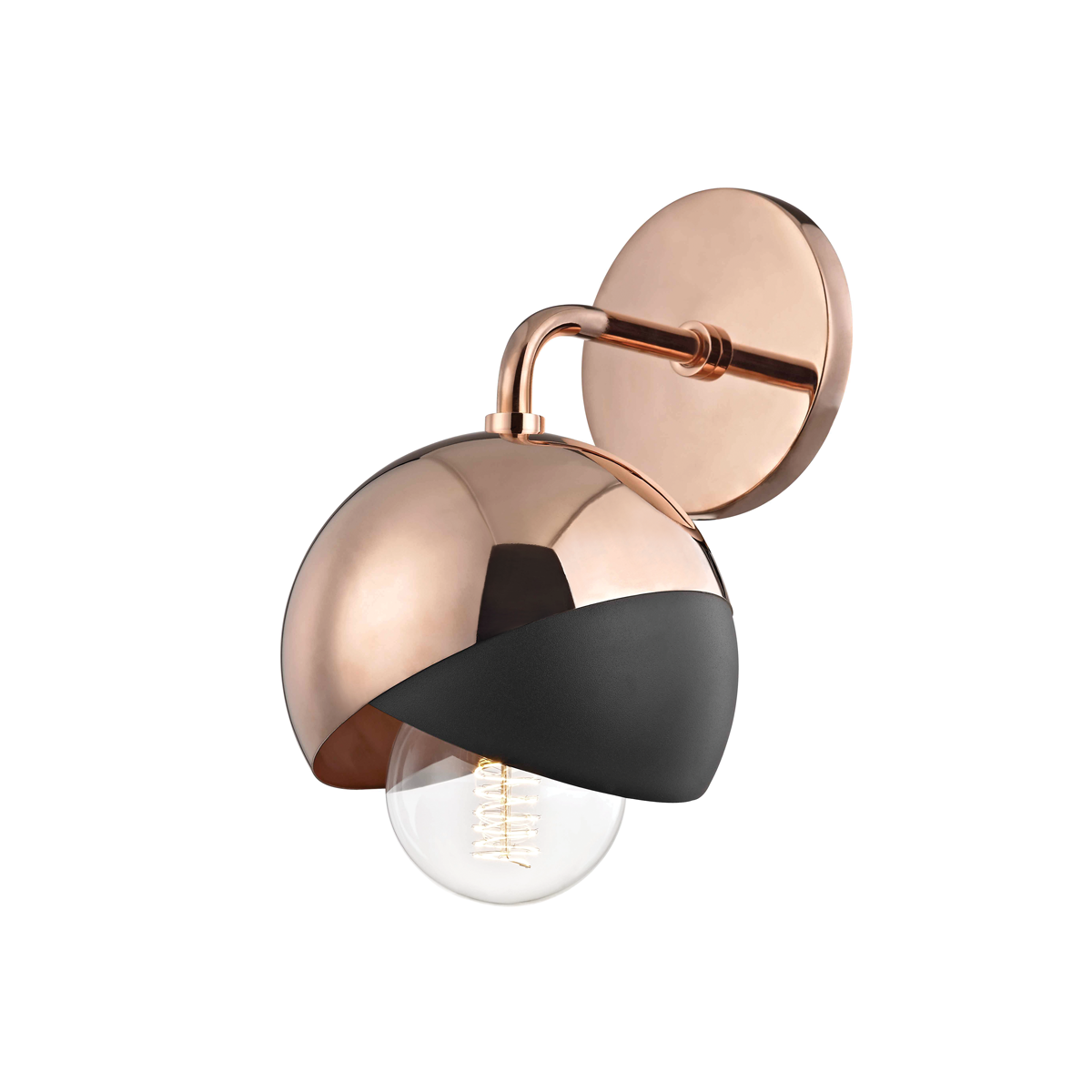 Emma Wall Sconce in Polished Copper/black Finish