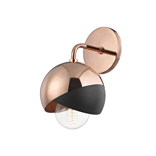 Emma Wall Sconce in Polished Copper/black Finish