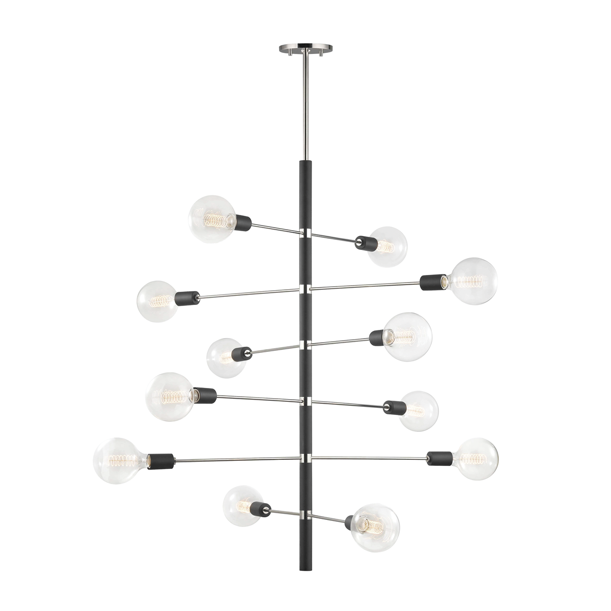 Astrid Chandelier in Polished Nickel/black Finish