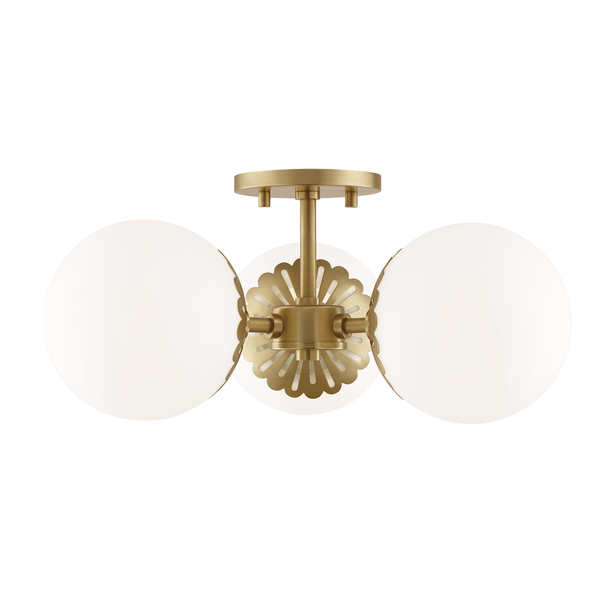 Paige Semi Flush in Aged Brass Finish