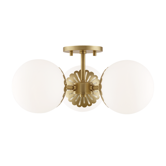 Paige Semi Flush in Aged Brass Finish