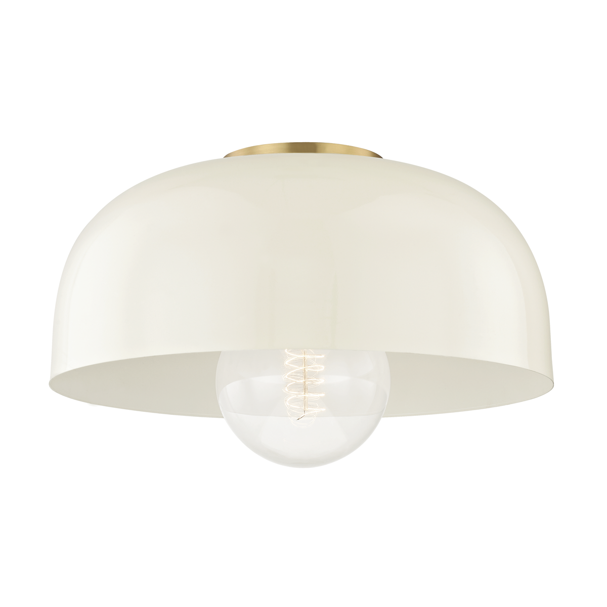 Avery Flush Mount in Aged Brass/cream Finish