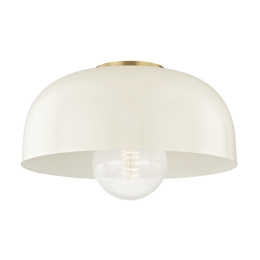 Avery Flush Mount in Aged Brass/cream Finish