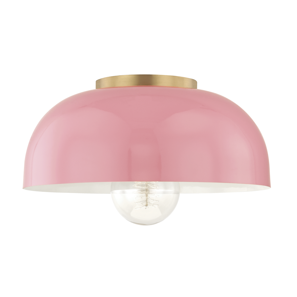 Avery Flush Mount in Aged Brass/pink Finish