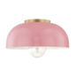 Avery Flush Mount in Aged Brass/pink Finish