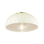Avery Flush Mount in Aged Brass/cream Finish