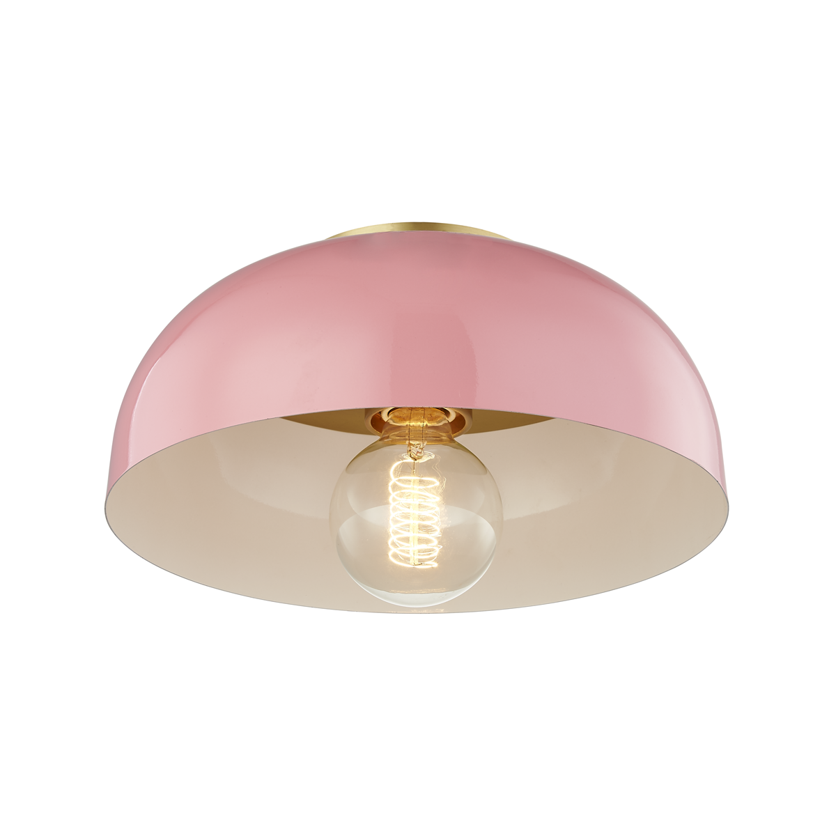 Avery Flush Mount in Aged Brass/pink Finish