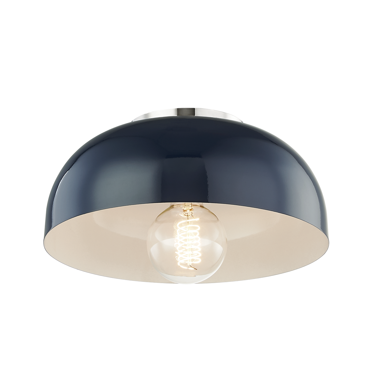Avery Flush Mount in Polished Nickel/navy Finish