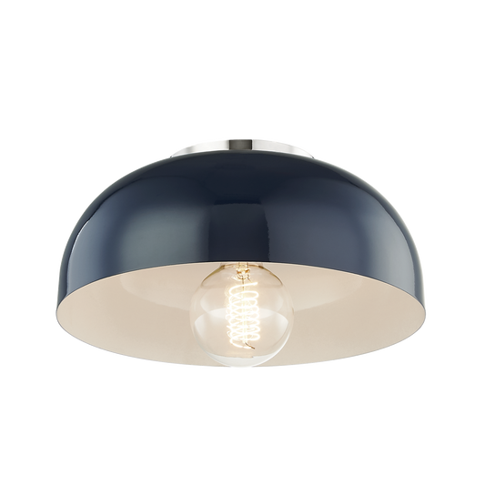 Avery Flush Mount in Polished Nickel/navy Finish