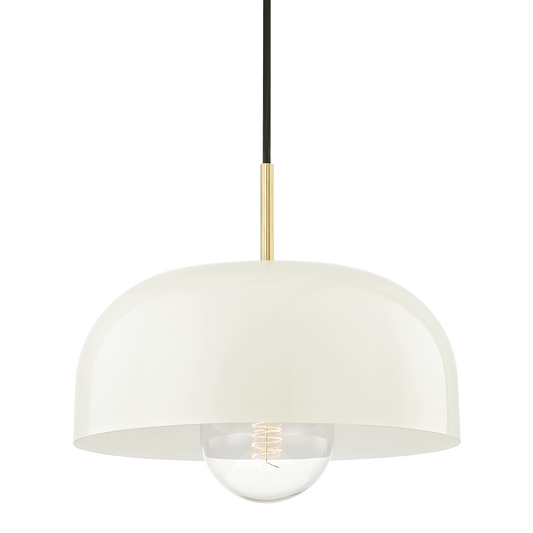 Avery Pendant in Aged Brass/cream Finish