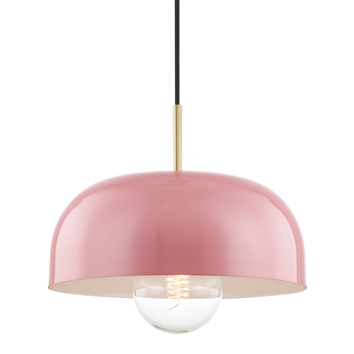 Avery Pendant in Aged Brass/pink Finish