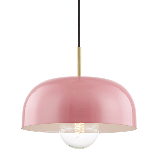 Avery Pendant in Aged Brass/pink Finish