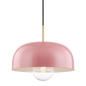 Avery Pendant in Aged Brass/pink Finish