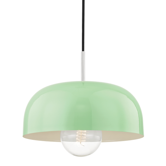 Avery Pendant in Polished Nickel/mint Finish